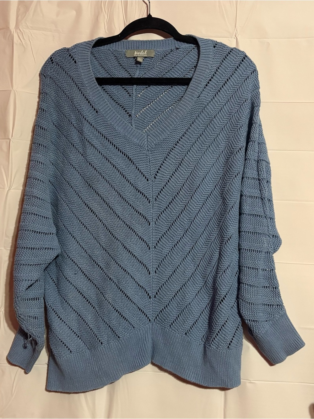 Light Blue V-Neck Chevron Knit Sweater - Mudd